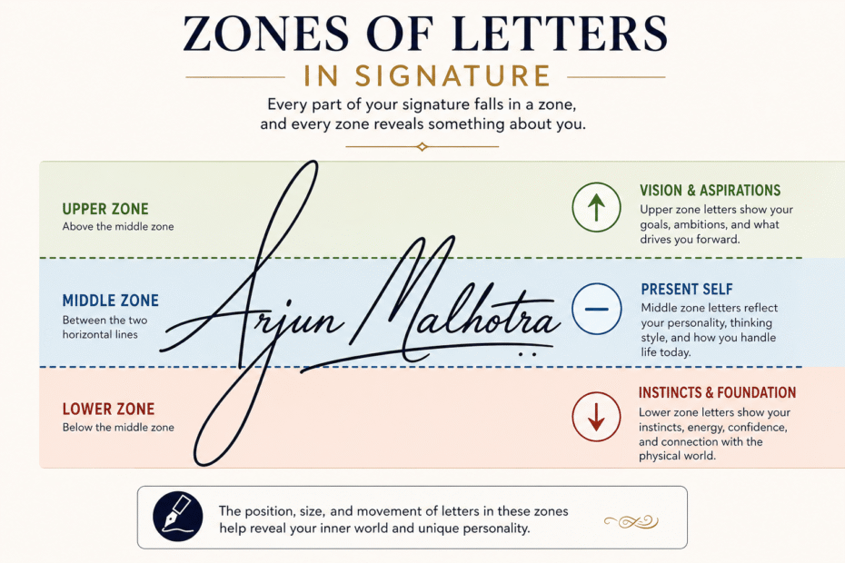 Zones of Letters in Signature