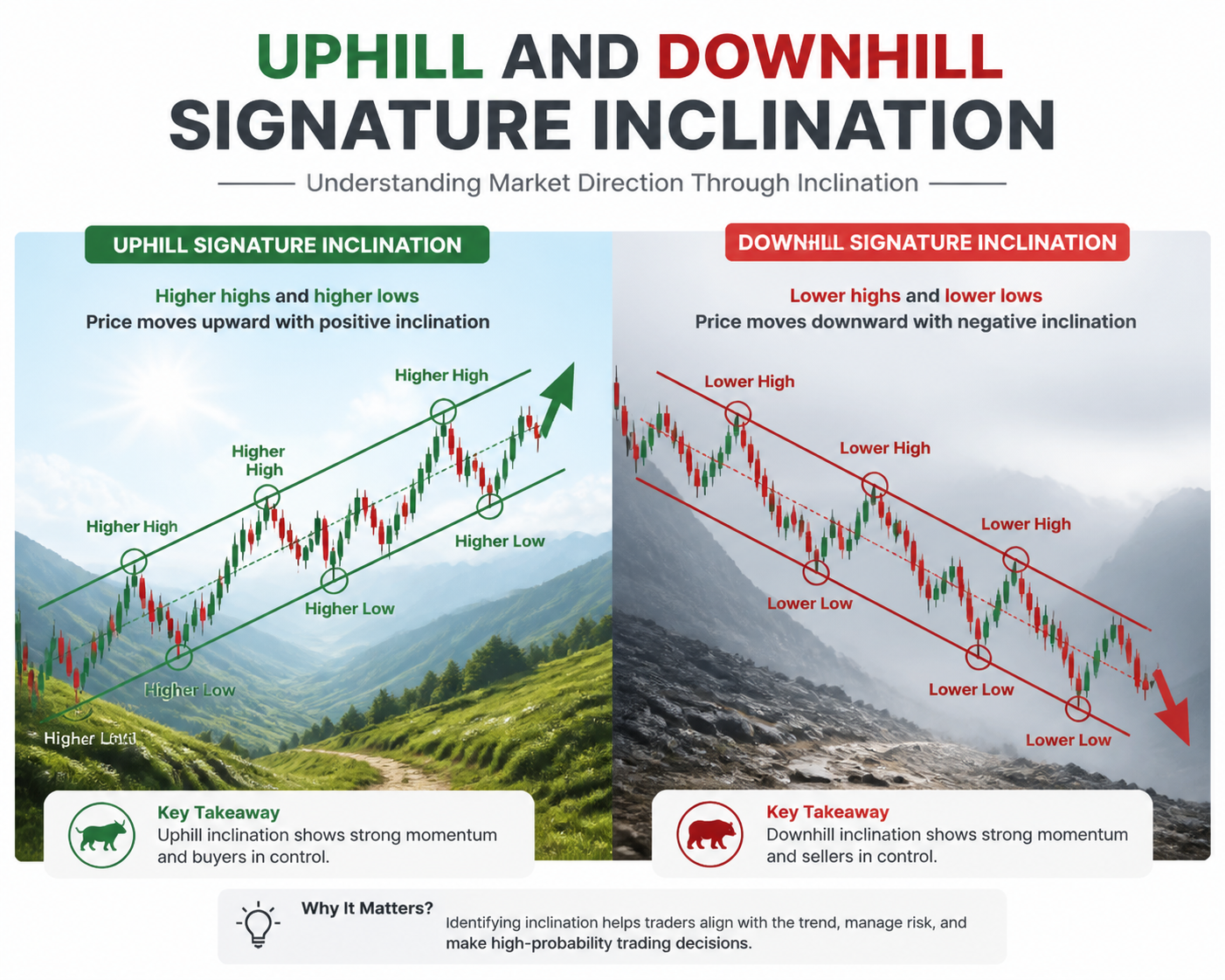 Uphill and Downhill Signature Inclination